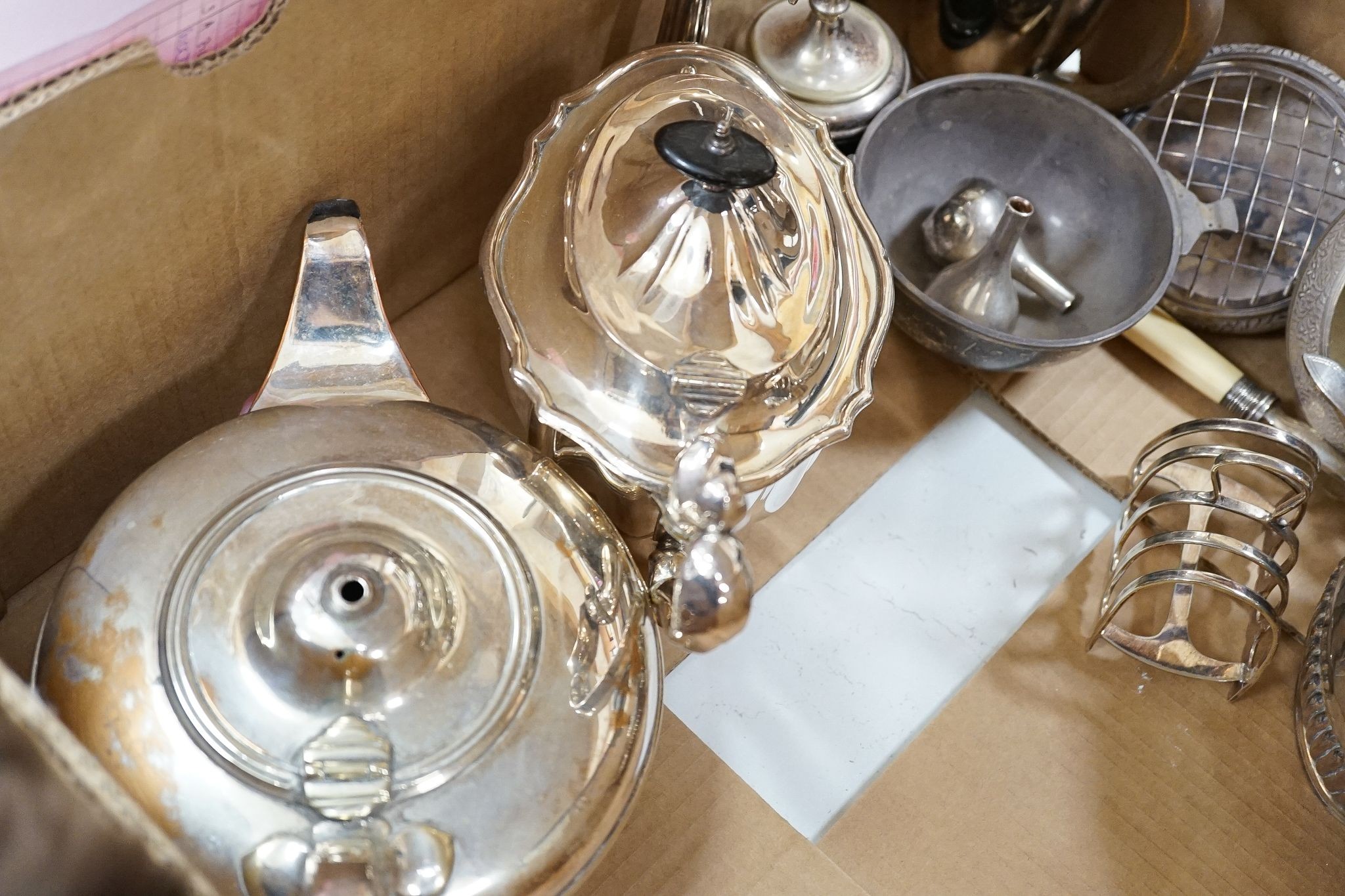 A silver plated rifle shooting cup , a cocktail shaker and mixed plate